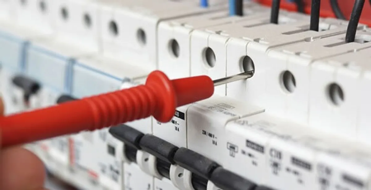 Electrical contractor testing circuit breakers during electrical repair in Grabill, IN